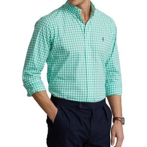 Polo Ralph Lauren Green Ginham Button Down Shirt Size: 5XL Tall